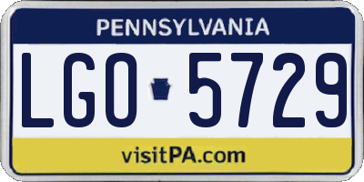 PA license plate LGO5729