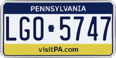 PA license plate LGO5747