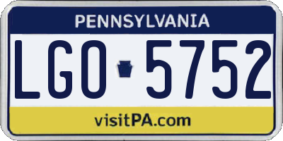PA license plate LGO5752