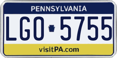 PA license plate LGO5755