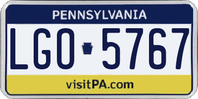 PA license plate LGO5767