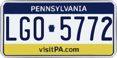 PA license plate LGO5772