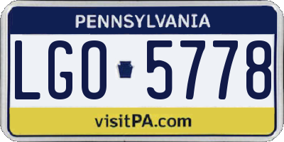 PA license plate LGO5778
