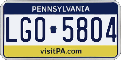 PA license plate LGO5804