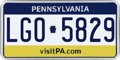PA license plate LGO5829