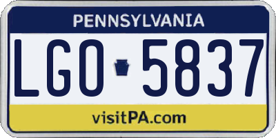 PA license plate LGO5837