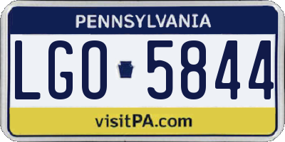 PA license plate LGO5844