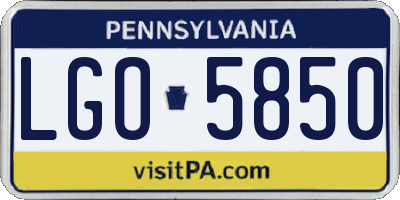 PA license plate LGO5850