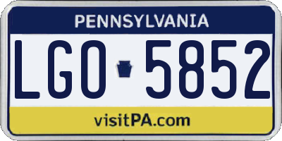 PA license plate LGO5852