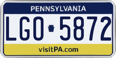 PA license plate LGO5872