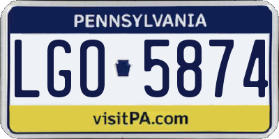 PA license plate LGO5874