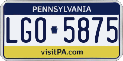 PA license plate LGO5875