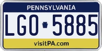 PA license plate LGO5885