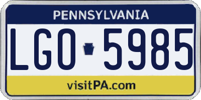PA license plate LGO5985