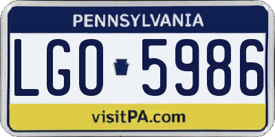 PA license plate LGO5986