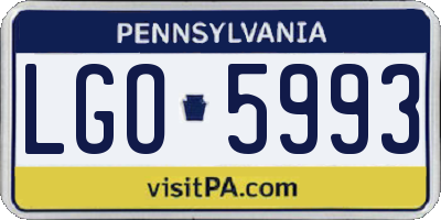 PA license plate LGO5993