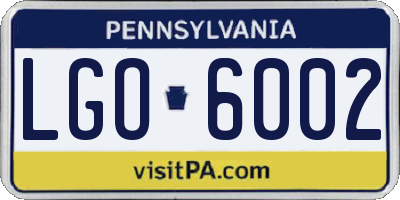 PA license plate LGO6002