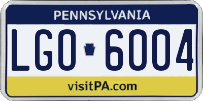 PA license plate LGO6004