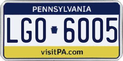 PA license plate LGO6005