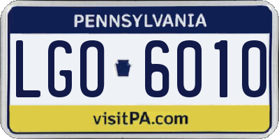PA license plate LGO6010