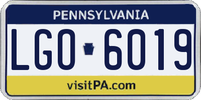 PA license plate LGO6019
