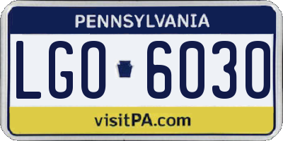 PA license plate LGO6030