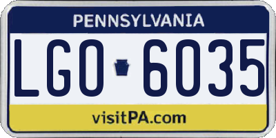 PA license plate LGO6035