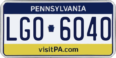 PA license plate LGO6040