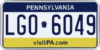 PA license plate LGO6049