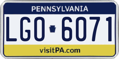 PA license plate LGO6071