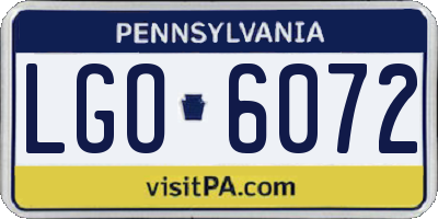 PA license plate LGO6072