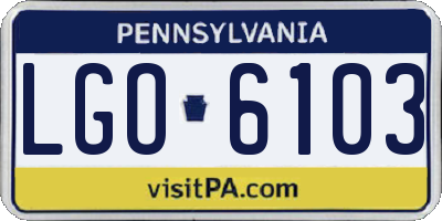 PA license plate LGO6103