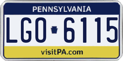 PA license plate LGO6115