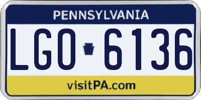 PA license plate LGO6136