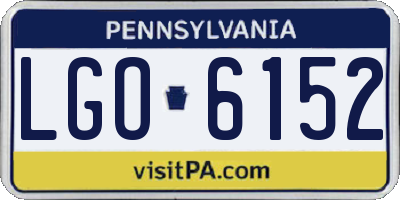 PA license plate LGO6152