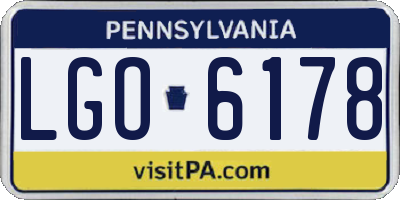 PA license plate LGO6178