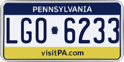 PA license plate LGO6233
