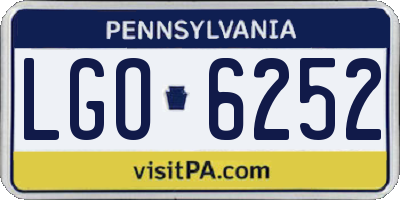 PA license plate LGO6252