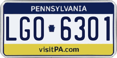 PA license plate LGO6301