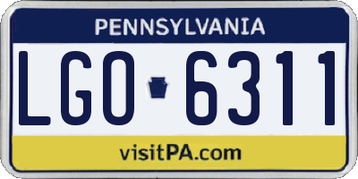 PA license plate LGO6311