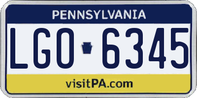 PA license plate LGO6345