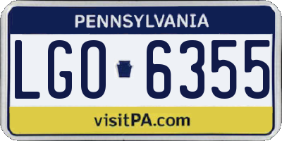 PA license plate LGO6355