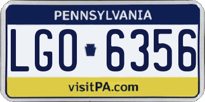 PA license plate LGO6356
