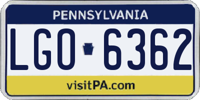 PA license plate LGO6362