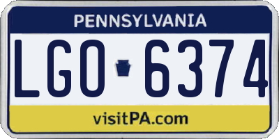 PA license plate LGO6374