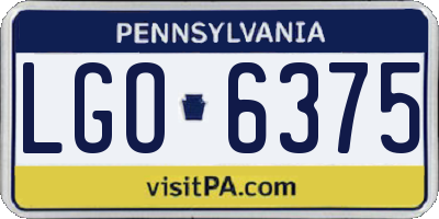 PA license plate LGO6375