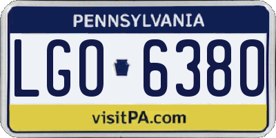 PA license plate LGO6380