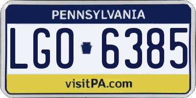 PA license plate LGO6385