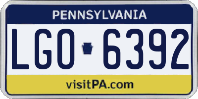 PA license plate LGO6392