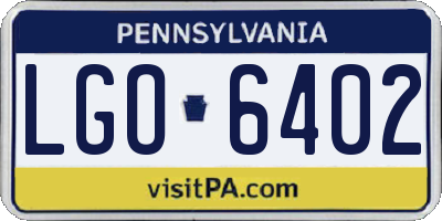PA license plate LGO6402